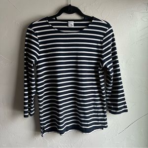 Iris & Ink Brenton Striped Top Navy and White Sz L Preppy Old‎ Money Fishermen